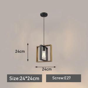 Vintage Industrial Style Pendant Light 4-Head Solid Wood Iron Hanging Lamps for Dining Room Restaurant Lighting Fixture