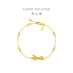 CHOW TAI FOOK 999 24K Ribbon Bow Gold Bracelet - EOF2305