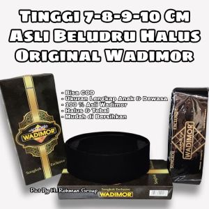 Peci Kopiah Wadimor Tinggi 7 8 9 10 11 12 Cm Hitam Polos AC Songkok Nasional Anak-Dewasa No Lengkap