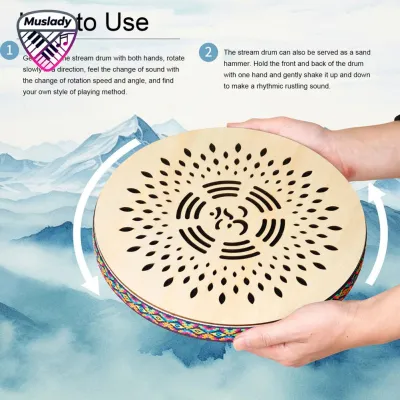 Muslady Fesjoy 12 Inch Ocean Rain Sound Stream Drum Bộ gõ tay cho các buổi hòa nhạc Các bữa tiệc tụ tập Kích thước gỗ: 12 X 1.4in