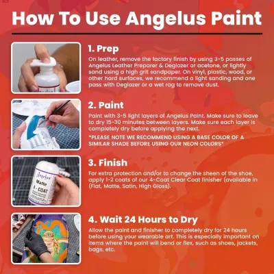 Angelus Acrylic Leather Paint Best Sellers Kit Flexible Paint For Shoes Sneakers Leather Canvas Furniture and More - 12 Colors (1 oz Each)