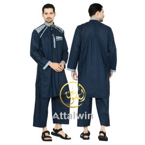 Attalwin - Koko Gamis Jubah Pria Setelan Kurtah Umroh Haji Tanpa Manset SD018