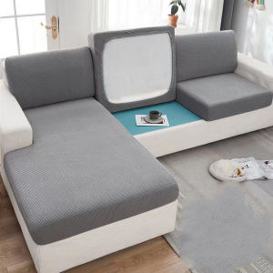 ❤Quick delivery+COD❤ Sofa Seat Cushion Cover 1 2 3 4 Seater L shape Slipcovers Thick Stretchable Fabric Green Black Blue Color