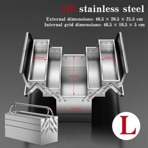 Stainless Steel Toolbox Storage Household Multifunctional Hardware Vehicle Folding Multi-layer Large Toolbox