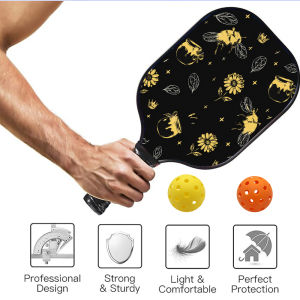 Pickleball Paddle 1 Racket & 2 Pickleballs lemon blue Fiberglass Face Ultra Perforated Cushion GripGift For Women Men ID 60630-190642617