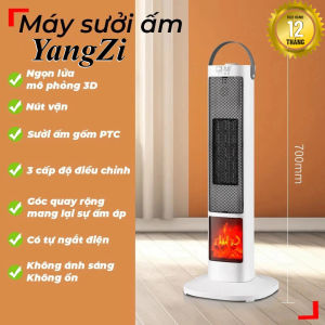 Bảo hành 12 tháng - Máy sưởi gốm hình ngọn lửa YangZi 2000w tự động xoay  3 cấp độ làm nóng tự ngắt khi đổ và chống quá nhiệt quạt sưởi cao cấp không lo bị bỏng