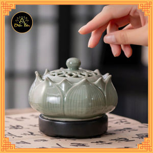 Lư điện xông trầm hương lư đốt trầm hương gỗ thơm tinh dầu đa năng bằng sứ lư xông trầm cao cấp shop Diệu Tâm