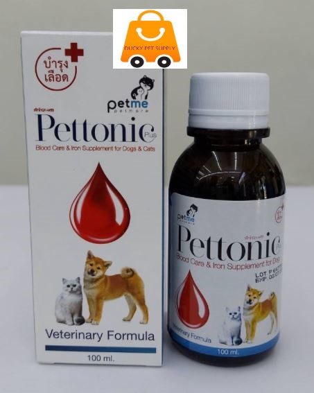 วิตามินและแร่ธาตุ วิตามินบำรุงเลือดPettonic Plus อาหารเสริม แร่ธาตุ สำหรับสุนัขและแมว ขนาด 100ml.