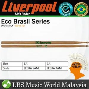 Liverpool Drumstick Eco Brasil Series Eucalyptus Wood Tip Drum Stick - LEBRA 5A 7A