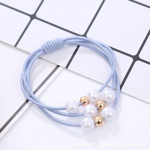 Girl Hair Band Womens Three-wire High Elastic Rubber Band for Girls To Tie Their Hair with Nine Beads To Wear A Rope Hair Tie Hair Accessories Hair Rubber Band