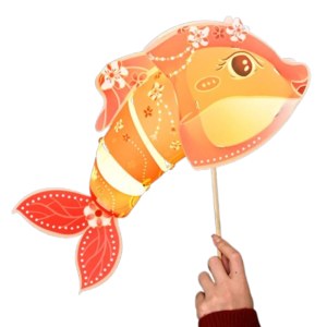 BEIBEI Chinese Style New Year Dolphin Lantern Cartoon Traditional Spring Festival Supplies Celebration Lantern PVC Portable Fish Lantern Home New Year Decoration