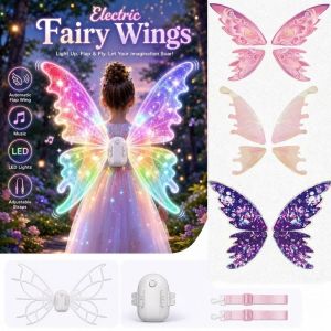 RGFV MALL Light Up Electric Fairy Wings with LED Lights with Music Moving Butterfly Wings Cosplay Dress Up Gift Fairy Glowing Wings Children Toys