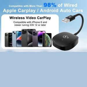 AKZDXE Convert Factory Wired Wireless CarPlay Adapter With Netflix/YouTube Black Multimedia Adapter Portable Vehicle-mounted Video Carplay Adapter Car