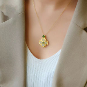 Retro Bamboo Jade Necklace Original Lady Charm Sun Totem Jade Pendant
