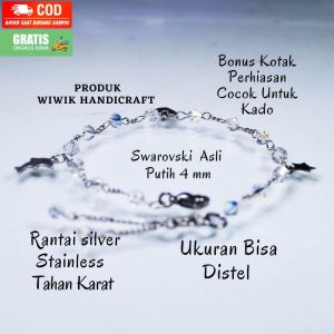 Gelang Tangan Wanita Swarovski / Gelang Swaroski Original Bicone 4 mm Ungu Ametys Stainless Tahan Karat Kado Hadiah Terbaru