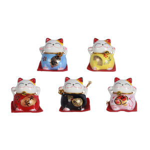 EG【Ready Stock】1et/ 5pcs Mini Maneki Neko Lucky Cats Set of 5 for Home Office Dashboard Decor