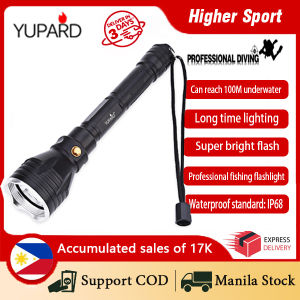 Yupard 1200LM diver diving 100 meters underwaterflashlight waterproof and strong light XM-L2 LED whiteiaht 18650 original battery fishing camping riding
