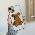 Ốp iphone Bearbrick 3D - Viền nổi bảo vệ Camera - Họa tiết gấu nổi - Ốp trong suốt viền tráng gương IP44. 