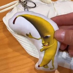 Silly Big Banana Bag Pendant with Music Voice Keychain Banana Doll Funny Toys
