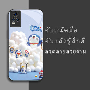 สำหรับ Vivo Y73/Vivo Y21e 4G (ไม่ใช่ 5G) เคสศัพท์กันตก สีฟ้าลูกแมว บุคลิกภาพทันสมัย