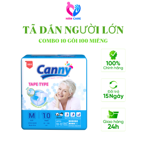 Combo 10 gói Tã bỉm dán người già và phụ nữ sau sinh chất lượng siêu thấm Canny Size M100 M/L100 XL100 miếng