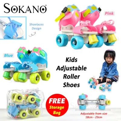 SOKANO Kids Adjustable Skates 001 Colorful 4 Wheels Adjustable Outdoor Sport Kid Children Blade Quad Roller Skate Shoe wt Storage Bag Gift Toy Toys