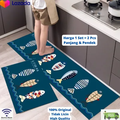 New Motif !! Keset Lantai 1 SET DAPAT 2 PCS KESET PREMIUM l Kitchen Floor Mat Anti Slip/Keset Dapur