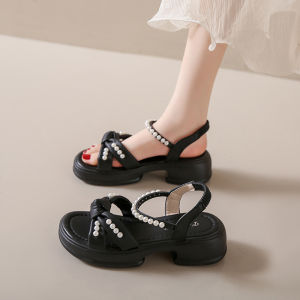 [Free Shipping] WomenS Summer New Versatile Thick-Soled Sandals To Wear With Skirts Soft-Soled Elastic Strap Fashion Sandals
