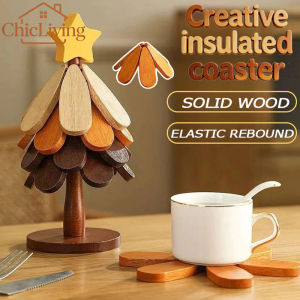 ChicLiving Tree Shaped Insulation Mat Solid Wood Anti Scalding Pot Mat Creative Coaster Personalized Home Decor