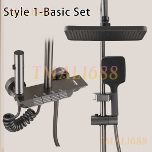 [✅SG Ready Stock]  Premium full-function shower kit with water power self-generation tech piano one-key switching and real-time temperature digital screen. Equipped with four independent water outlets to meet bathing cleaning