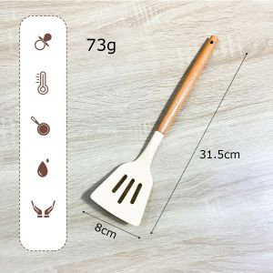 Bộ Dụng Cụ Nấu Ăn Bằng Silicone Cán Gỗ Chống Dính Chịu Nhiệt Độ Cao-NIEVE