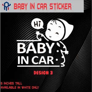 baby in car waterproof vinyl sticker