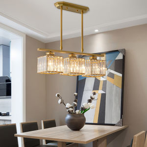 Spot 4-Head Nordic Ceiling Lights Square Crystal Dining Room Chandelier