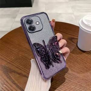 Softcase Oppo A3X Case Luxury Glitter Premium Free Stand Kupu Kupu