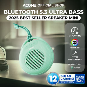ACOME A15 SPEAKER MINI TWS BLUETOOTH 5.3 ULTRA BASS WITH RGB PORTABLE ORIGINAL - GARANSI 1 TAHUN
