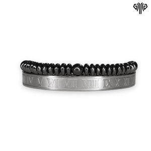 GAWUNG - Set Gelang Pria Hitam Sultan Classic Black Metalik GGSUME