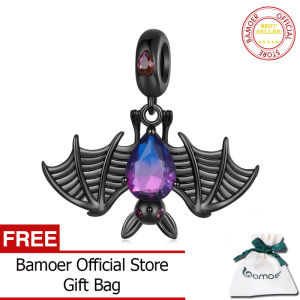 BAMOER 925 Sterling Silver Black Bat Pendant Charm For Women Bracelet Making DIY Fashion Jewelry SCC2419