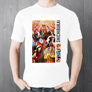 T-Shirt Anime One Piece Shichibukai Katun Premium Lengan Pendek Hitam Putih
