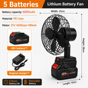 8 Inch Cordless Portable Fan with Rechargeable Lithium Battery High Power Desk Fan Adjustable
