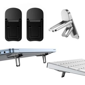 2PCS Mini Laptop Stand Foldable Laptop Stand Computer Keyboard Holder Self-Adhesive Invisible Keyboard Riser Portable Folding Stand