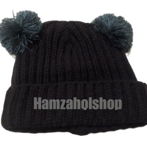 Kupluk bayi Pompom jambul 2  gratis bordir Nama / kupluk pompom bordir nama / kupluk bordir nama  / ciput bayi/Kupluk Rajut Pom-Pom Free Custom Nama