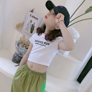 ZANRA เสื้อครอปเด็ก เสื้อยืดเด็กผญ เสื้อเด็กผู้หญ เสื้อครอปผ้ายืดทรงสลิมสไตล์สาวเกาหลี แฟชั่นเด็กหญิง เสื้อเด็กหญิง6/7