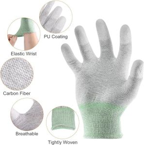 12 Pair ESD Electronic Working Gloves for PC Repair Coated Palm Anti-Static Antiskid Gloves Anti Static Gloves Industrial ESD Dustproof