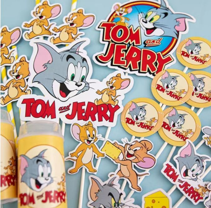 Tom & Jerry baby theme Dessert table cupcake birthday cake decoration ...