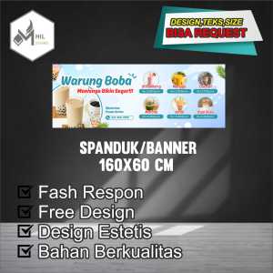 Spanduk Banner Size 160x60 Cm Warung Boba Free Custom Design