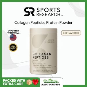 Sports Research Collagen Peptides Powder Unflavored 454g (16oz) | Hydrolyzed Type I & III Collagen