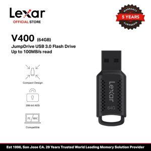 Lexar JumpDrive V400 64GB/128GB/256GB USB 3.0 256-bit AES Compact Flash Drive With Key Ring Loop