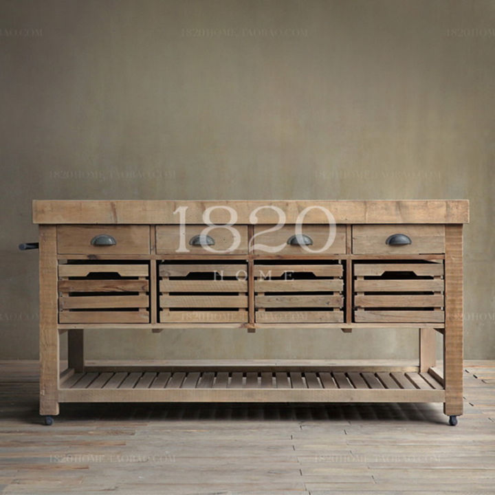 Nordic American country style solid wood sideboard movable