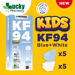 (BUY 1 FREE 1) MEDIPRO PREMIUM KF94 KOREA ADULT/KIDS EARLOOP ULTRA SOFT [ TITANUM BLACK / SNOW WHITE / LAV PEACH/ BLUE WHITE KIDS ] 10PCS/BOX