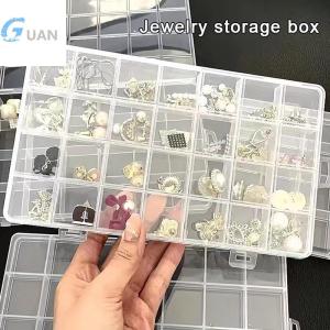 [COD] GUAN 28ช่องกล่องพลาสติกใสกล่องจัดระเบียบจัดระเบียบจัดระเบียบกล่องพลาสติกสี่เหลี่ยมสำหรับการแต่งหน้าที่บ้านอุปกรณ์เครื่องประดับ